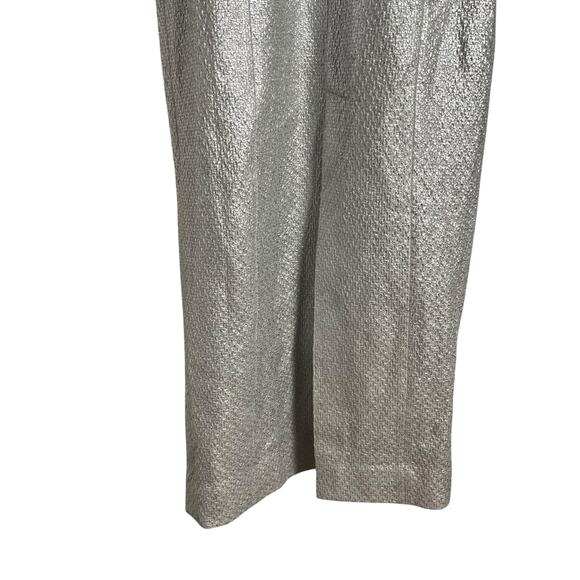 Mestiza New York Mona Silver Metallic Tweed Off the Shoulder Formal Gown 14 - Picture 10 of 12